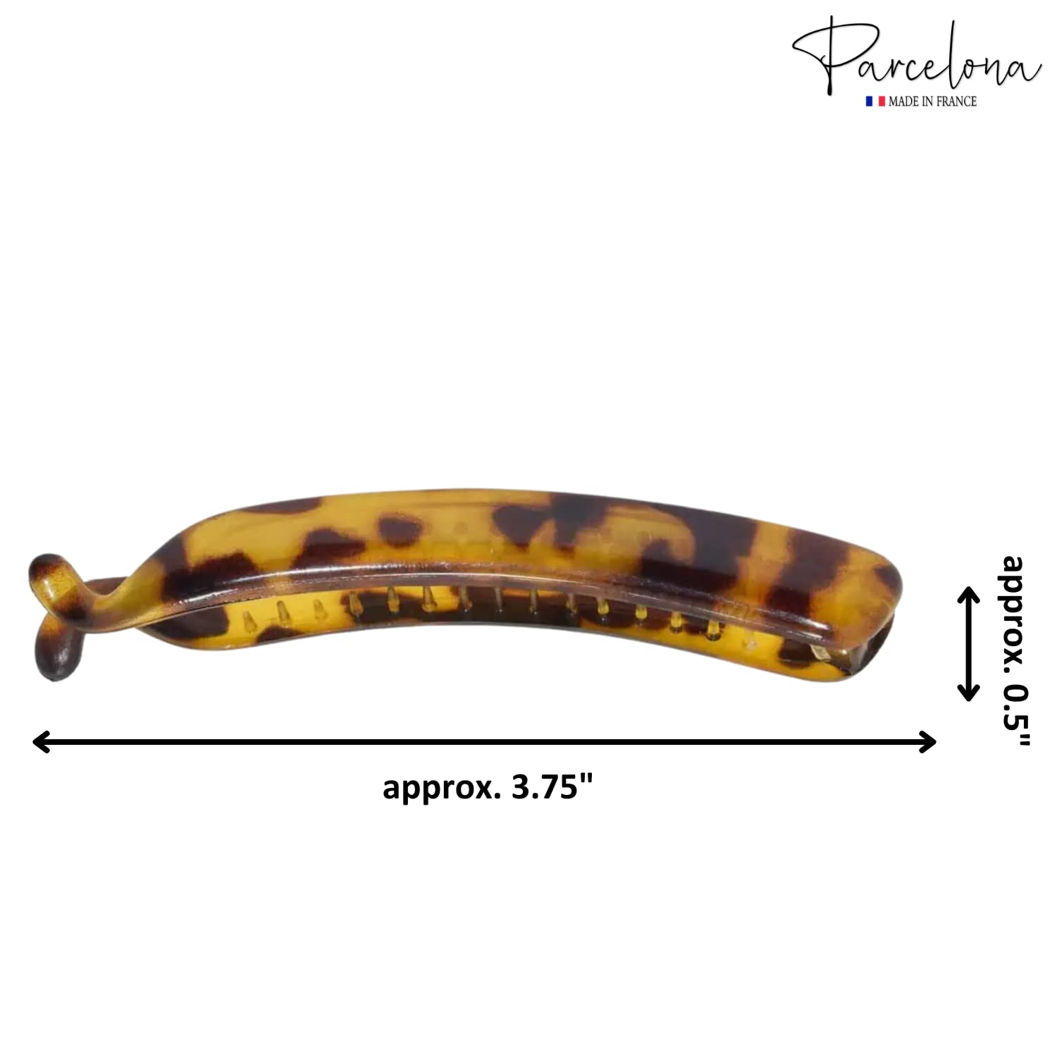 Parcelona French Small 3.75” Cellulose Set of 2 Banana Hair Clips for Women
