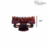 Parcelona French Petite Very Small Set of 4 Hair Claws For Women(Clear-Black)