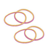 Parcelona Thin Stripes Set of 4 Ponytail Holder Elastic Hair Ties  for Women