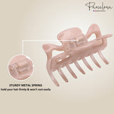 Parcelona French Classic 3" Medium Celluloid Set of 2 Hair Claw Clips for Women