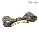 French Amie Bow Onyx Jumbo Extra Large Celluloid Handmade Hair Clip Barrette
