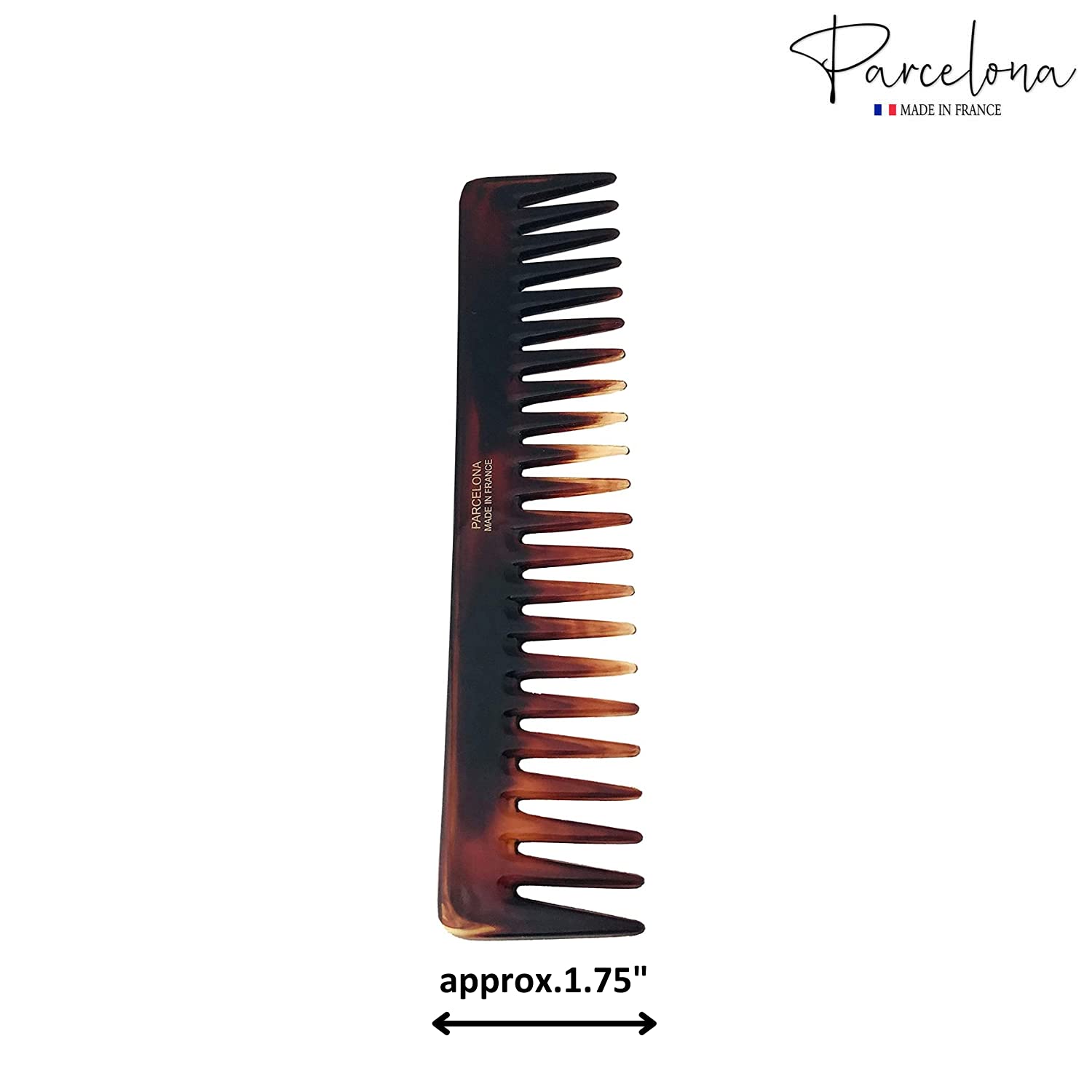 Parcelona French Volume Long Rake Set of 2 Shell Black Cellulose Wide Hair Combs