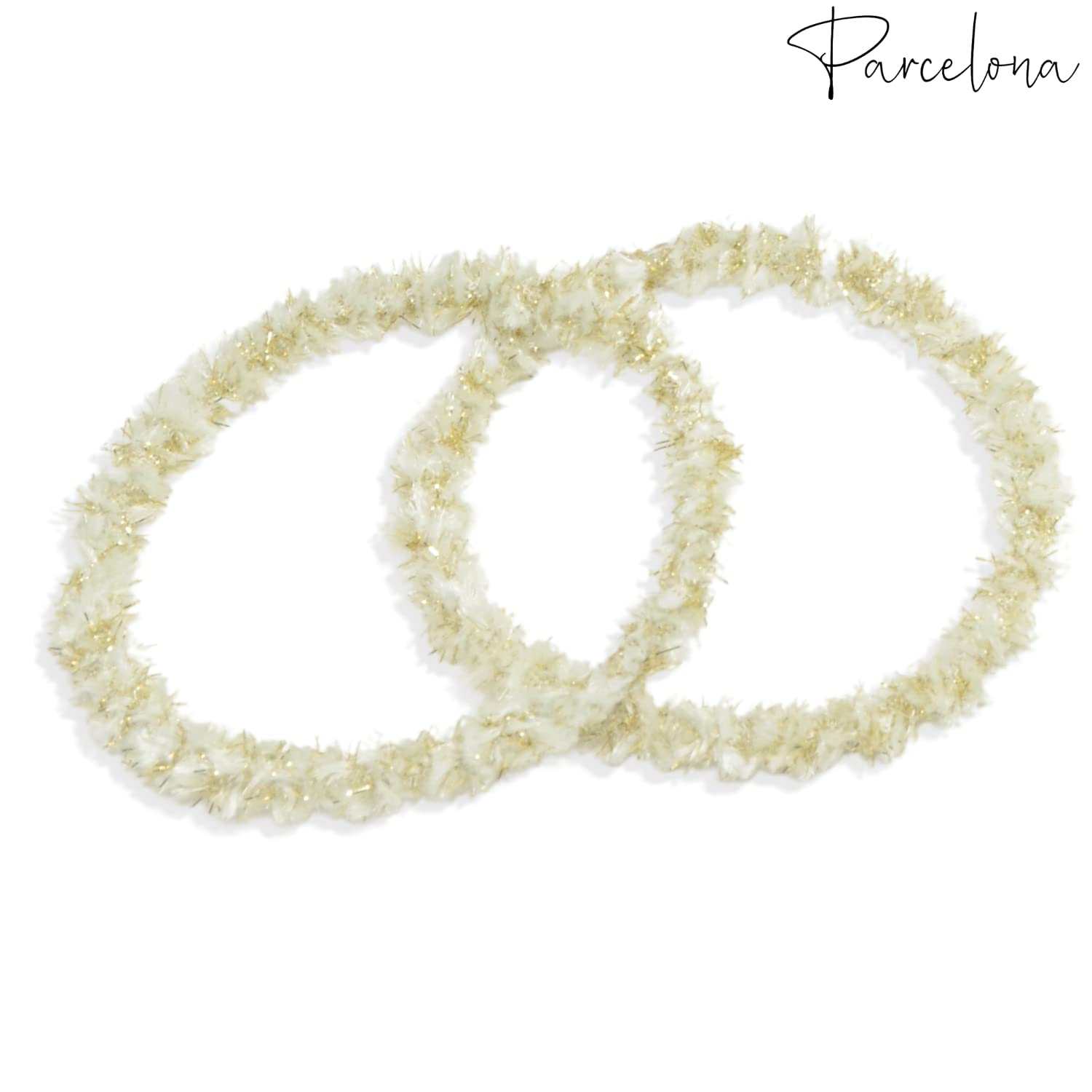 Parcelona Flexible Set of 4 Chenille Ponytail Holder Elastic Hair Ties