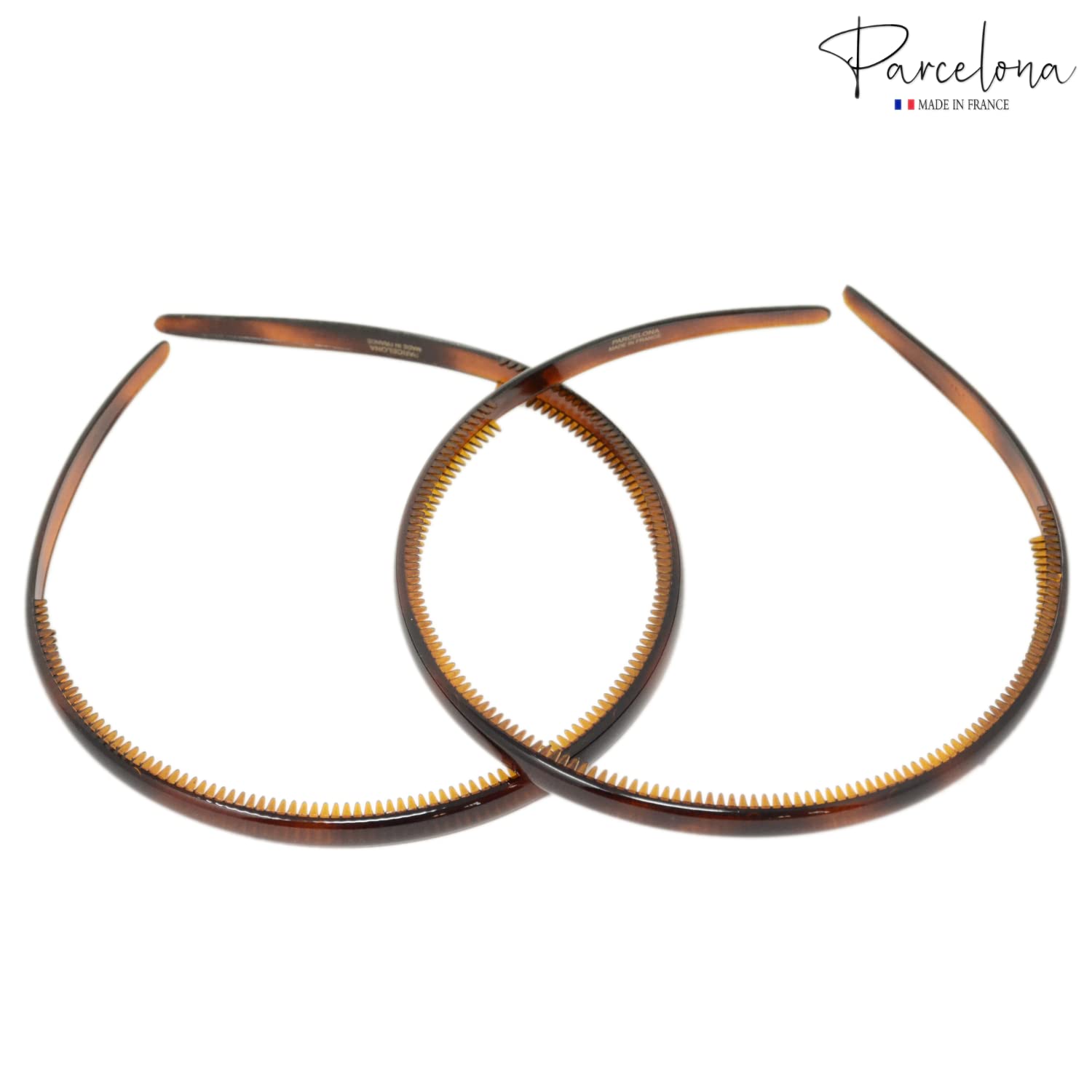 Parcelona French Slim 1/4" Wide Shell Set of 2 Celluloid Headbands for Women