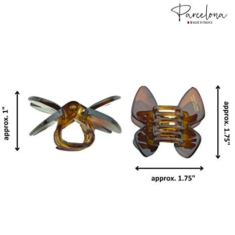 Parcelona French Butterfly Tortoise Shell Small Set of 2 Cellulose Hair Claws