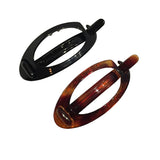 Parcelona French Plain Oval Small Celluloid Set of 2 Metal Free Hair Barrettes