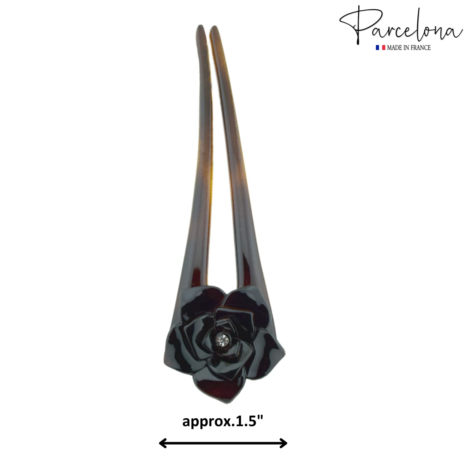 Parcelona French Large 5" U-Shaped Crystal Brown Cellulose Twist Stick Pin