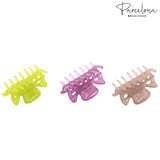 Parcelona French Classic 1.5" Small Celluloid Set of 3 Hair Claws for Women