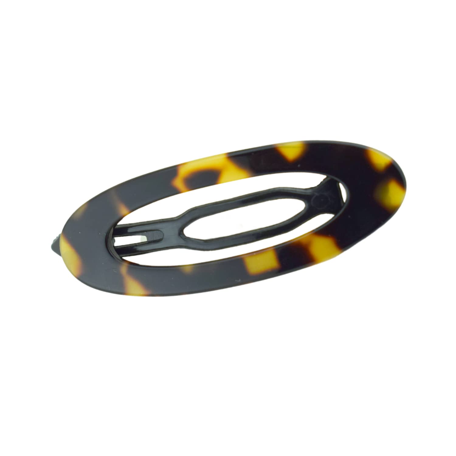 French Amie Oval Cut Out Small Handmade Celluloid Snap Hair Barrette for Women