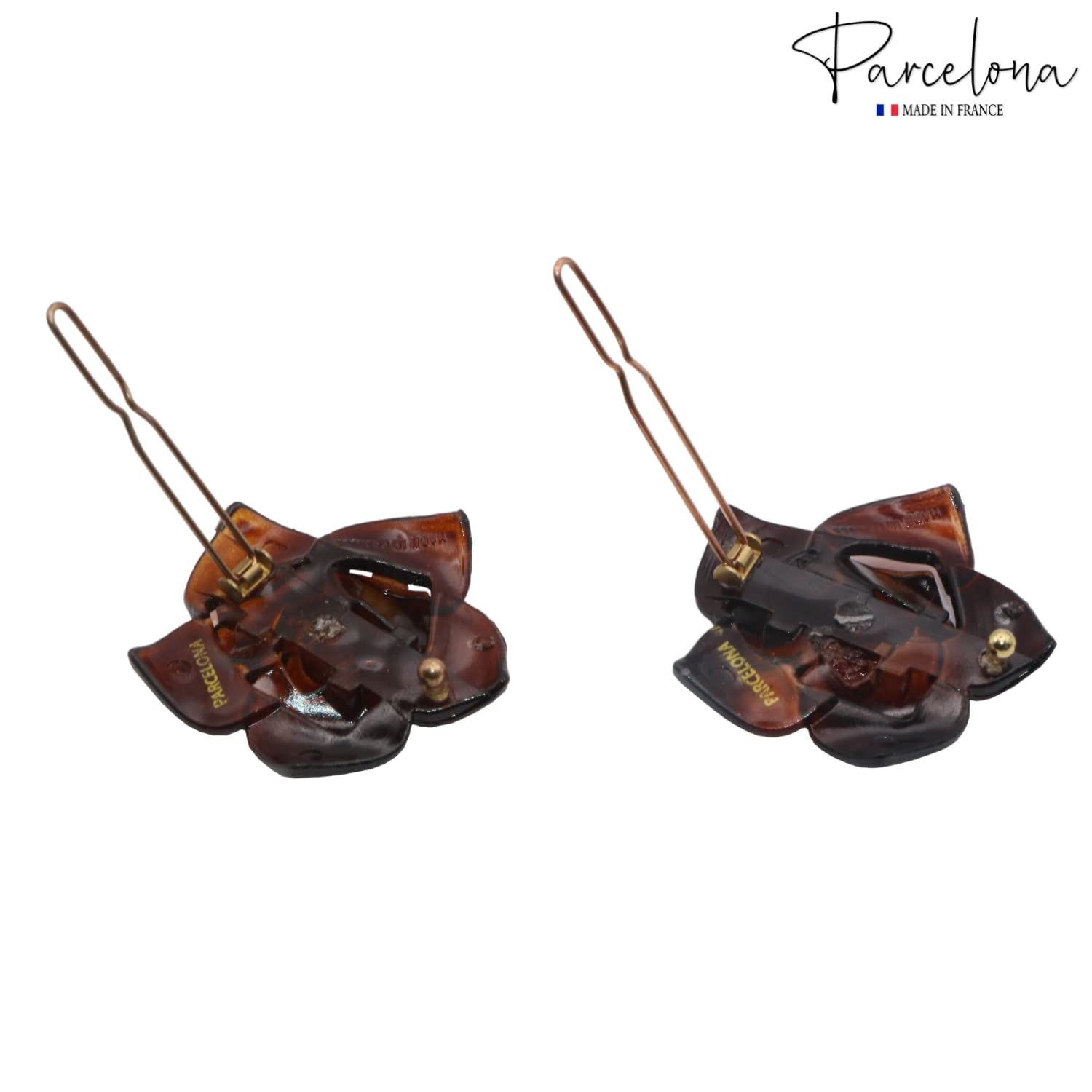 Parcelona French Flower Small 1.5" Cellulose Side Slide Snap Barrettes for Women