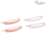 Parcelona French Mini Oblong 1.5" Set of 4 Crystal Hair Clip Barrettes for Women