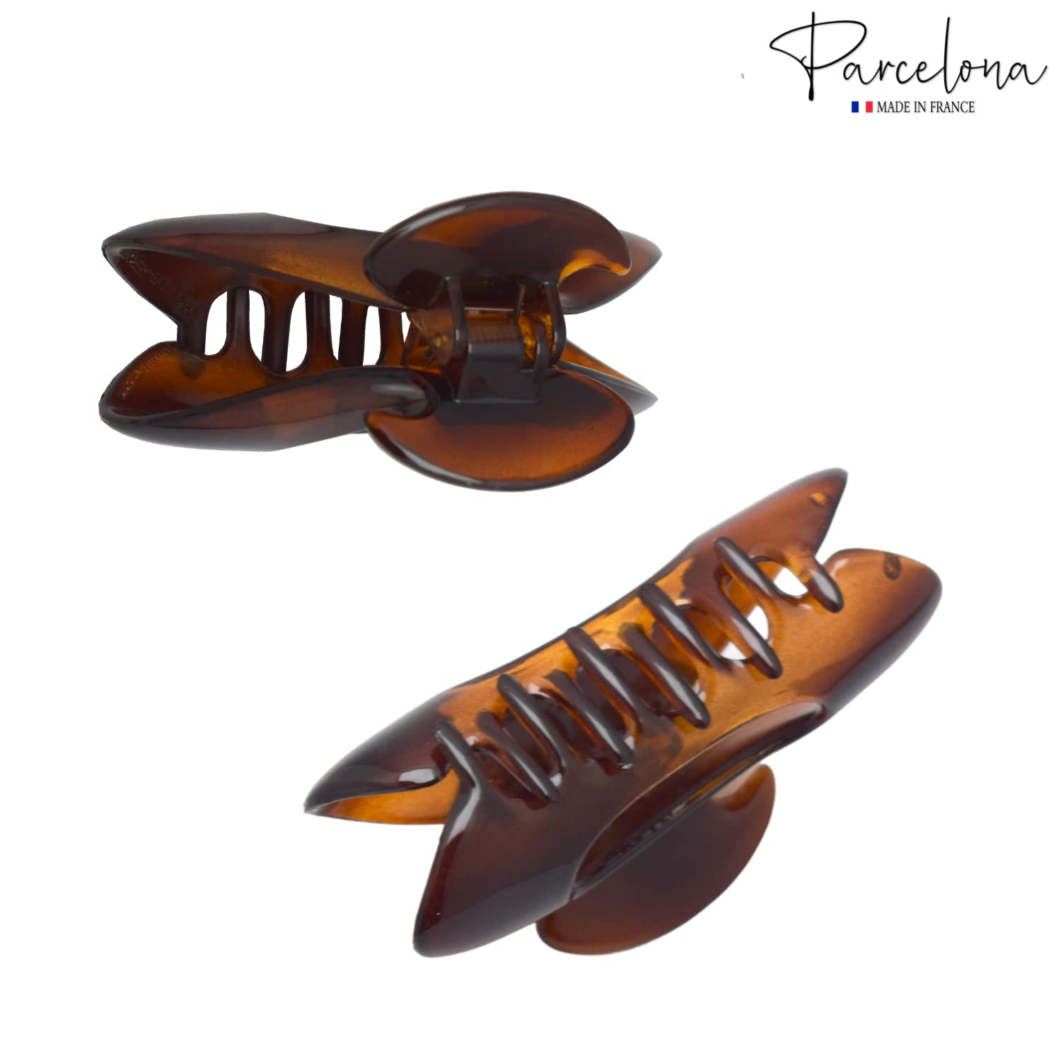 Parcelona France Ovale Medium 3.5 Inches Covered Spring Cellulose Hair Claw Clip