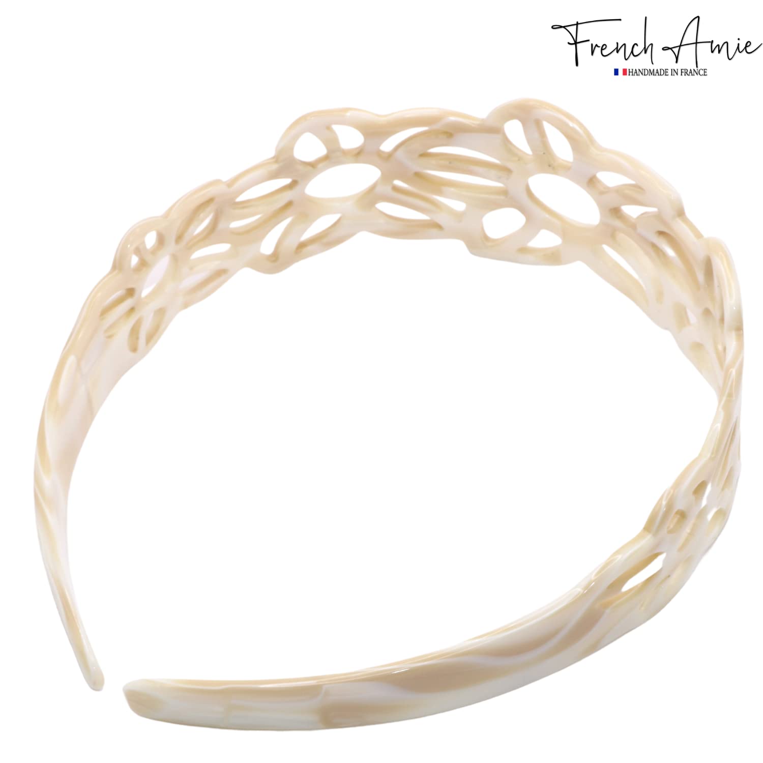 French Amie Flower Wide 1 1/2" Cellulose Handmade Flexible Headbands