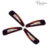 Parcelona French Set of 4 Small Tortoise Shell Celluloid Acetate Snap Hair Pin