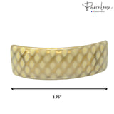 Parcelona French Curved Golden Touch Ivory Dots Volume Hair Clip Barrette