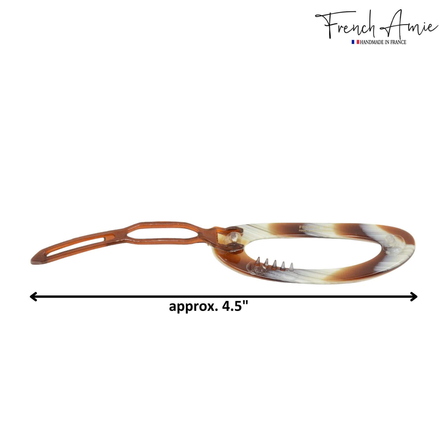 French Amie Oval Cut Out Small Handmade Cellulose Snap Hair Barrette for Women