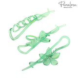 Parcelona French Large Twist N Clip Flower Bow Chain Hair Clip Barrettes