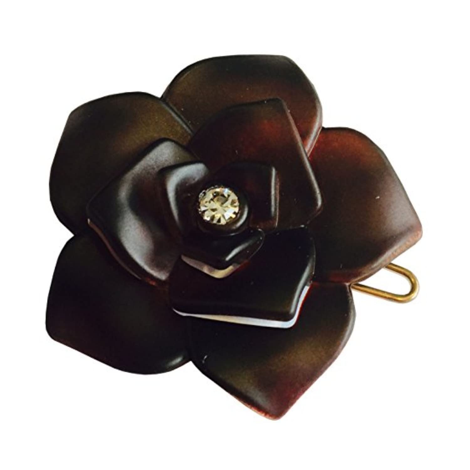 Parcelona French Flower Small 1.5" Celluloid Side Slide Snap Barrettes for Women