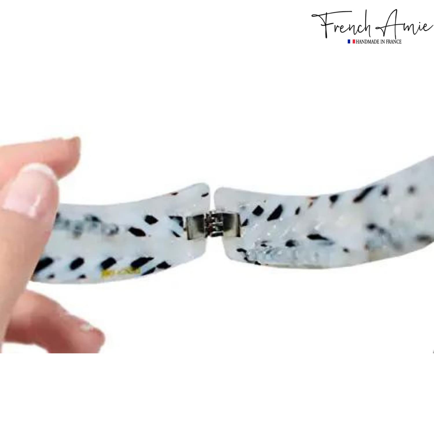 French Amie Elongated Curve 4" Cellulose Handmade Banana Hair Clip for Women