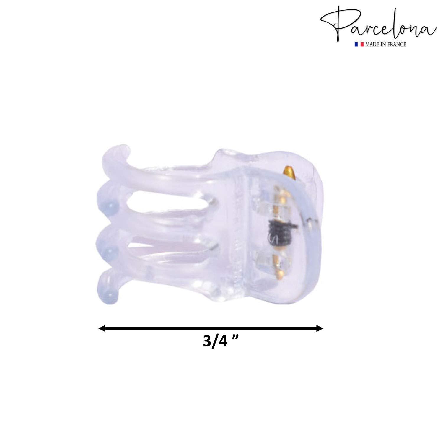 Parcelona French Classic Round Brown Clear n Black Mini 1/2” Hair Claws 6pcs