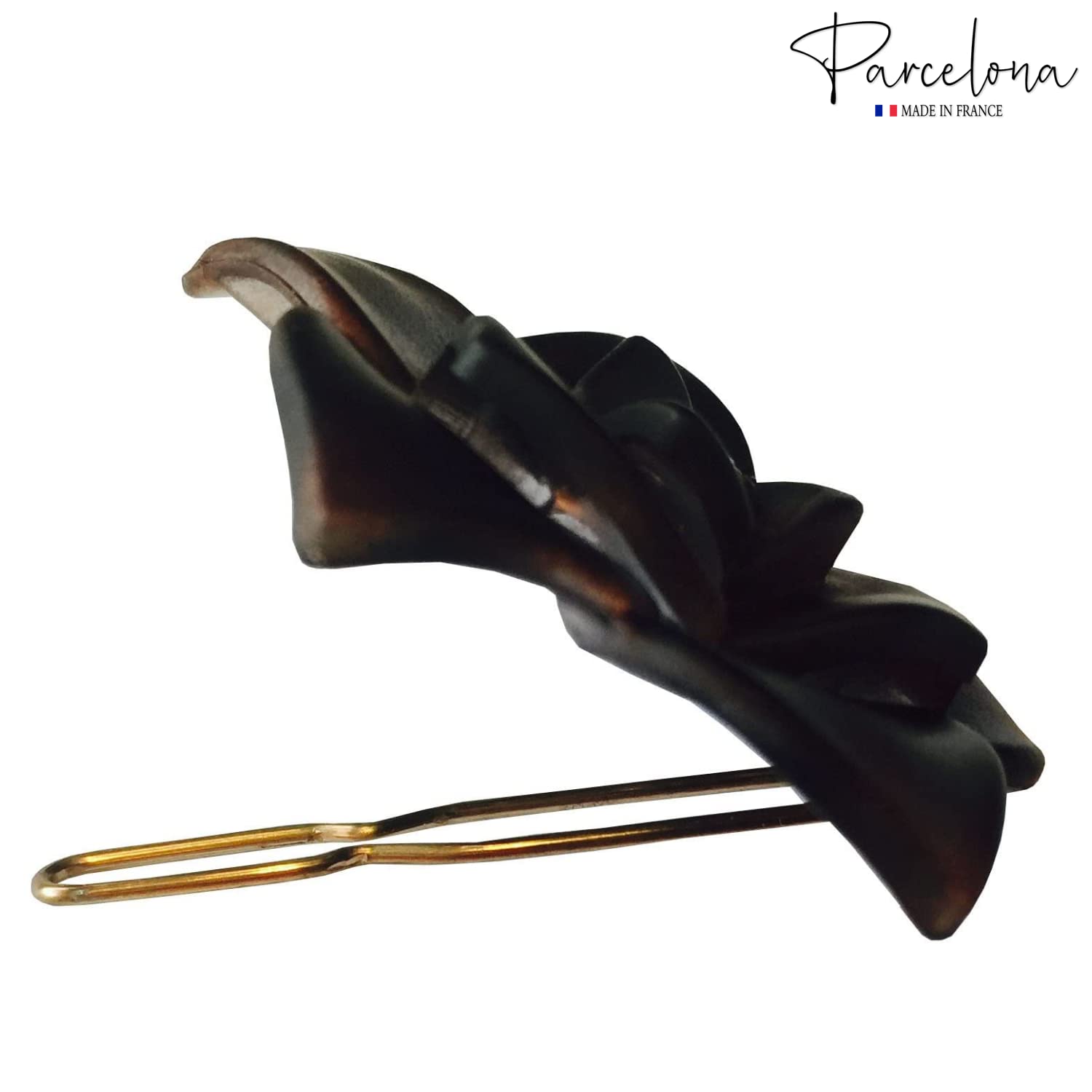 Parcelona French Flower Small 1.5" Cellulose Side Slide Snap Barrettes for Women