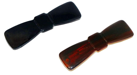 Parcelona French Knotted Bow Shell N Black Celluloid Hair Barrettes for Women