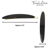 French Amie Narrow Oblong Small Set of 2 Hair Slide-in Barrette Clips
