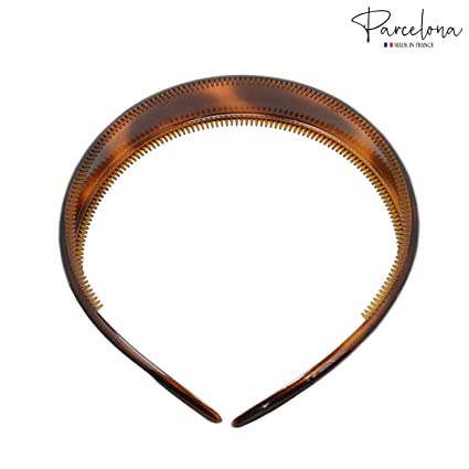 Parcelona French Bold Shell 3/4" Wide Celluloid Hair Headbands for Women(2 Pcs)