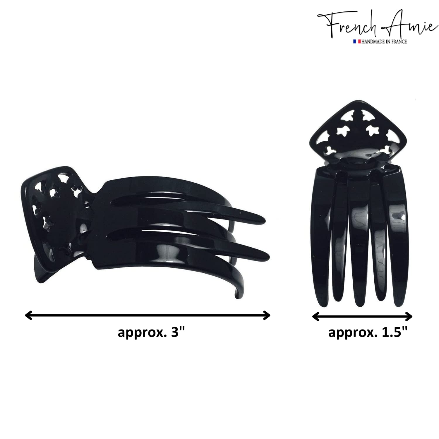 French Amie Medium 3" Handmade Cellulose Side Slider Pelican Hair Claw Clip