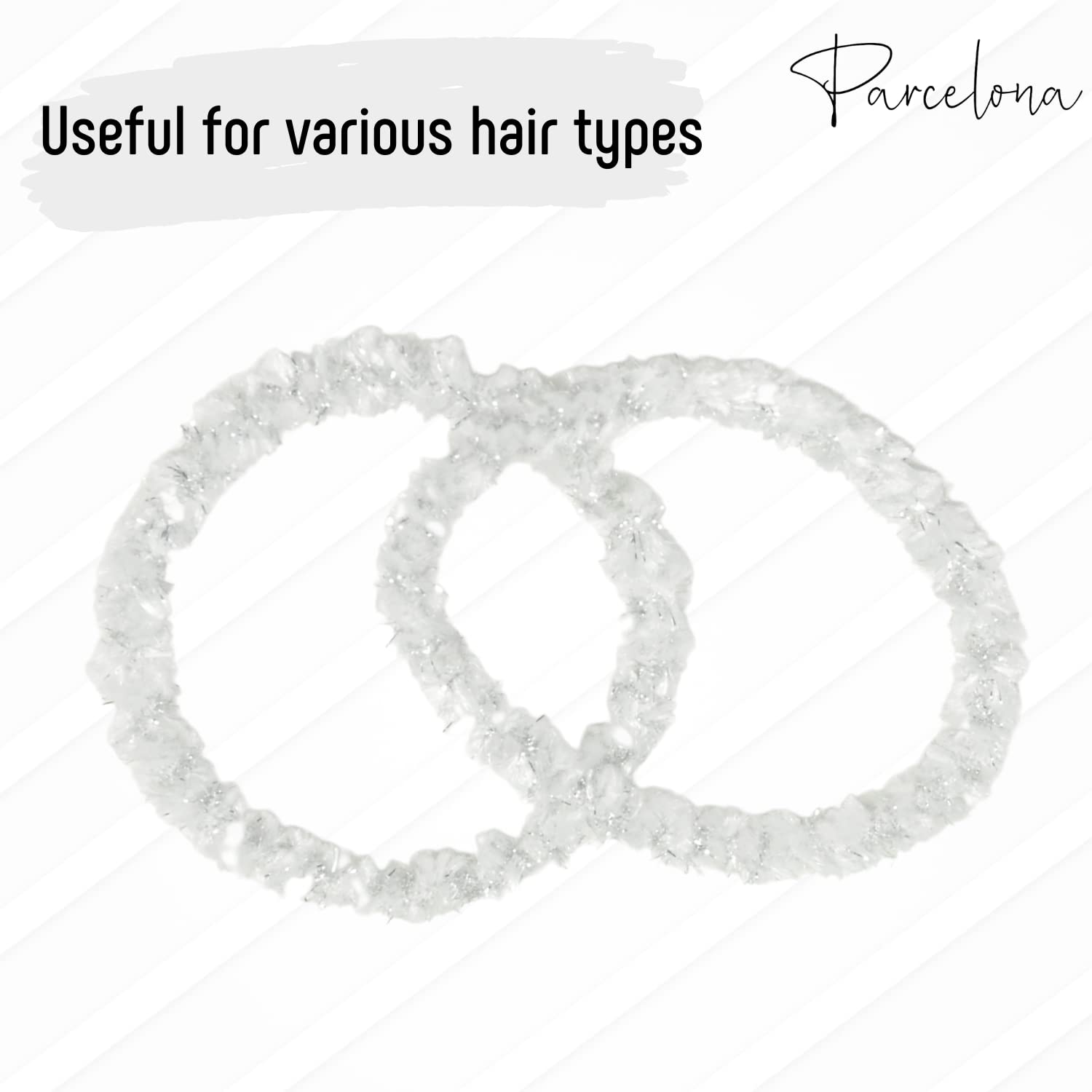 Parcelona Flexible Set of 4 Chenille Ponytail Holder Elastic Hair Ties
