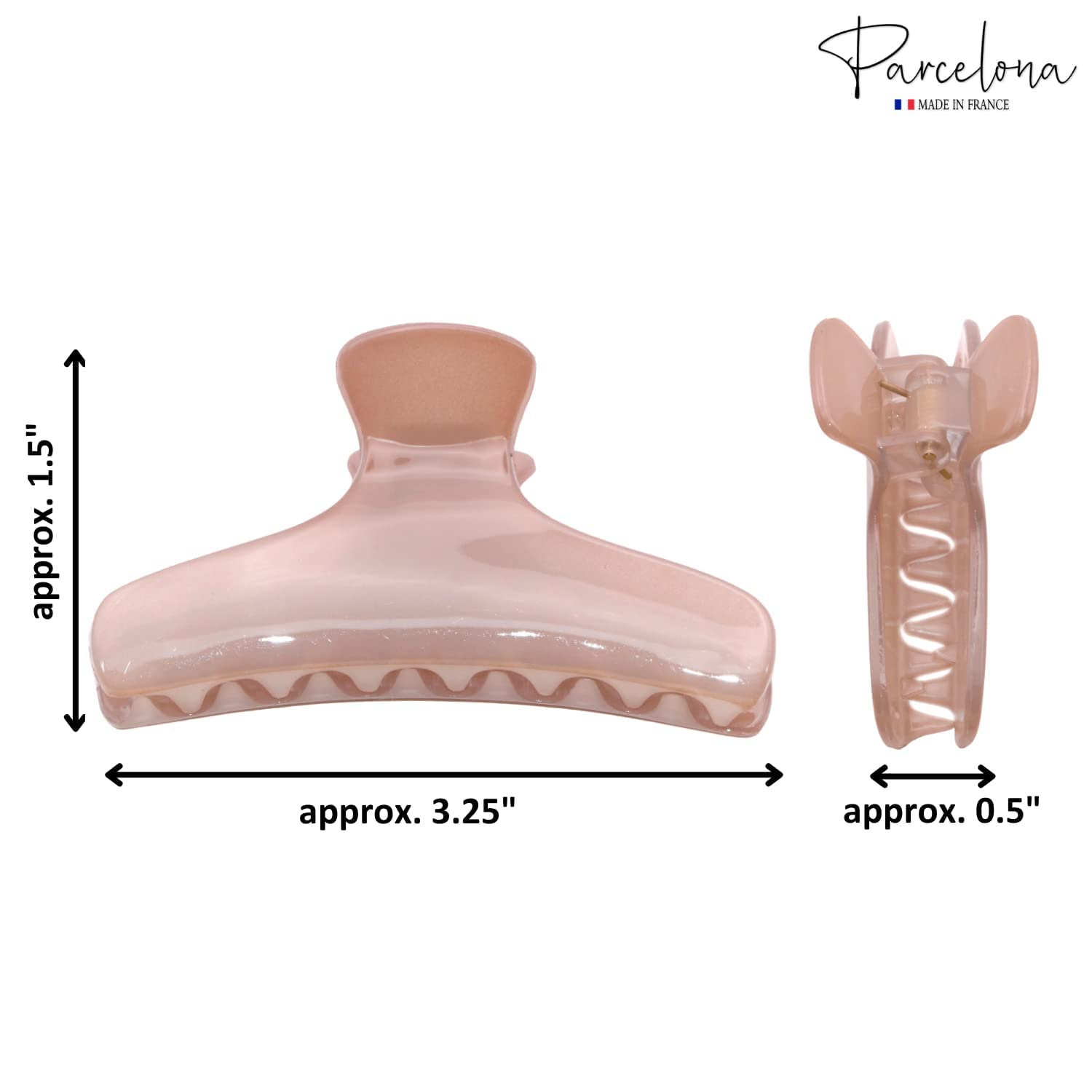 Parcelona French Flat Salon Style Medium 3 1/4" Cellulose Set of 2 Hair Claws