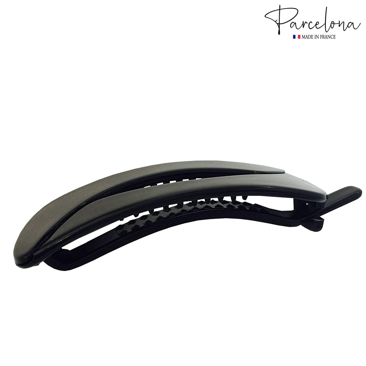 Parcelona Swift Black Medium No Metal Ponytail Holder Hair Clip Barrette