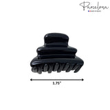 Parcelona French Crumpled Fat Small Shell & Black Celluloid Jaw Hair Claw Clip