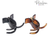 Parcelona French Small 3 Teeth Celluloid Fish Style Hair Claws for Women(2 Pcs)