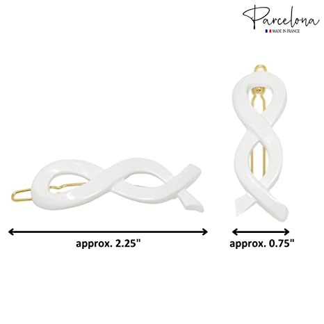 Parcelona French Infinity Ribbon Small Cellulose Hair Barrettes for Women(2 Pcs)