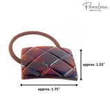 Parcelona French Quilted Rectangle Shell  Elastic Flexible Hair Ties