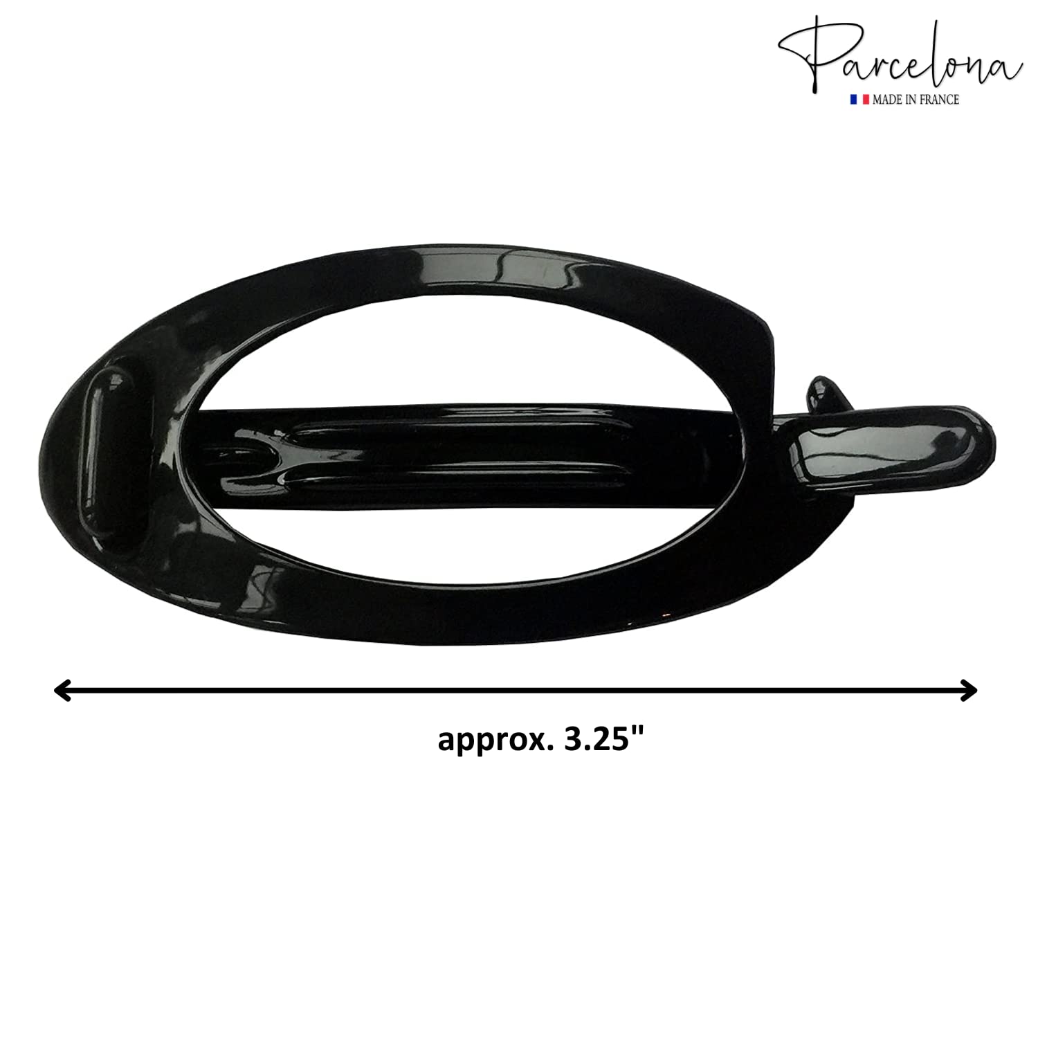Parcelona French Plain Oval Small Cellulose Set of 2 Metal Free Hair Barrettes