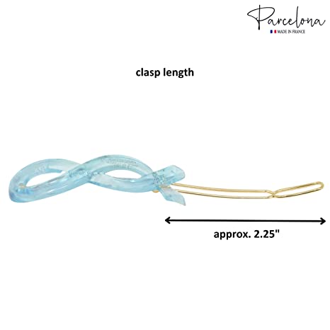Parcelona French Infinity Ribbon Small Cellulose Hair Barrettes for Women(2 Pcs)