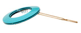 French Amie Magic Circle Blue Small Handmade Side Snap On Hair Barrette