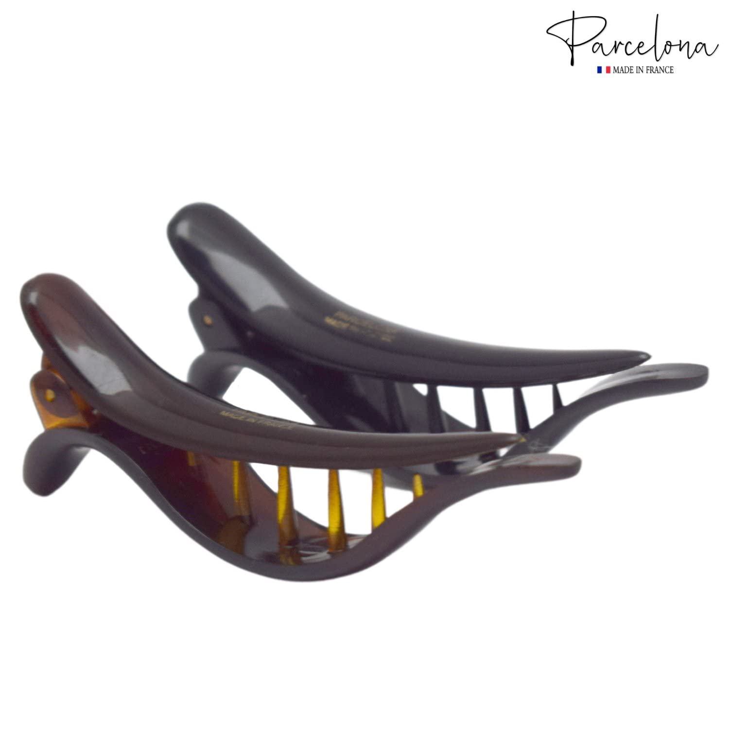 Parcelona French Brill Beak Mini Set of 2 Black Shell Side Slide Jaw Hair Claw
