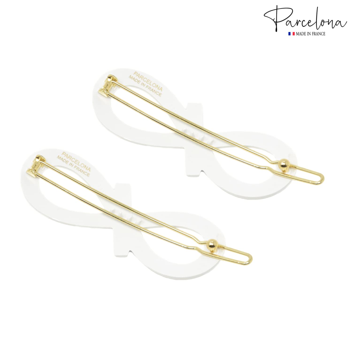 Parcelona French Ribbon Knot Infinity Small Cellulose Hair Barrettes for Women