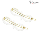 Parcelona French Ribbon Knot Infinity Small Celluloid Hair Barrettes for Women