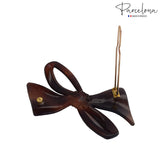 Parcelona French Bow Brown Matte Finish Small Side Slide In Hair Clip Barrette