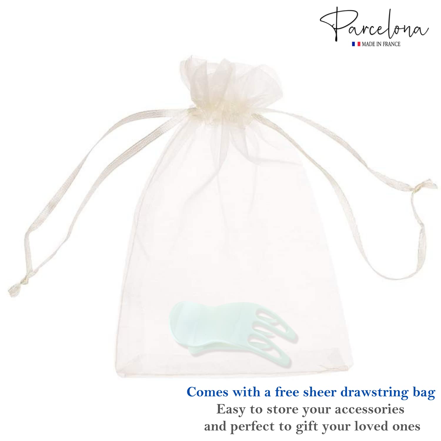 Parcelona French Simply Bear Paw Medium 3” Cellulose Hair Claw Clip for Women