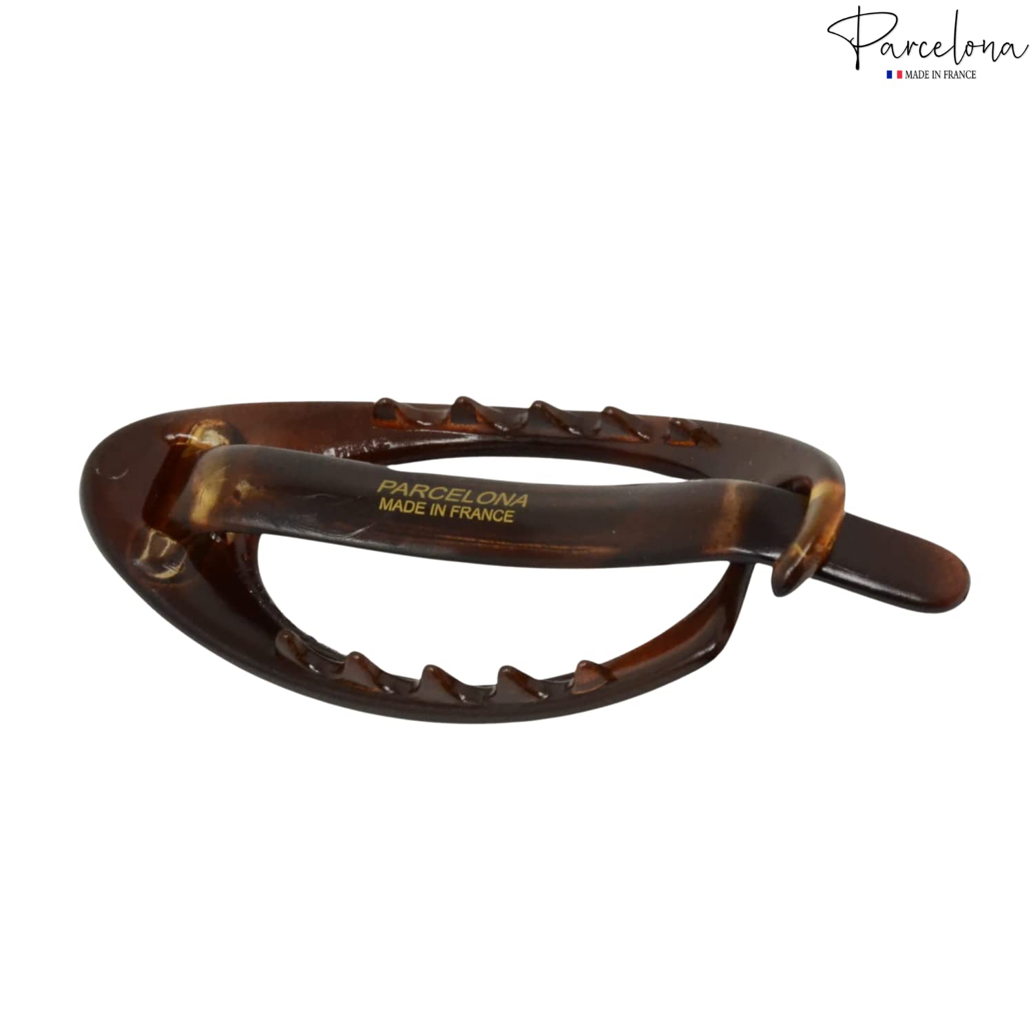 Parcelona French Plain Oval Small Cellulose Metal Free Hair Barrette for Women