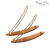 French Amie Narrow Oblong Small Set of 2 Hair Slide-in Barrette Clips