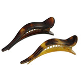 Parcelona French Brill Beak Light Shell and Brown Large Alligator Hair Claw 2Pcs