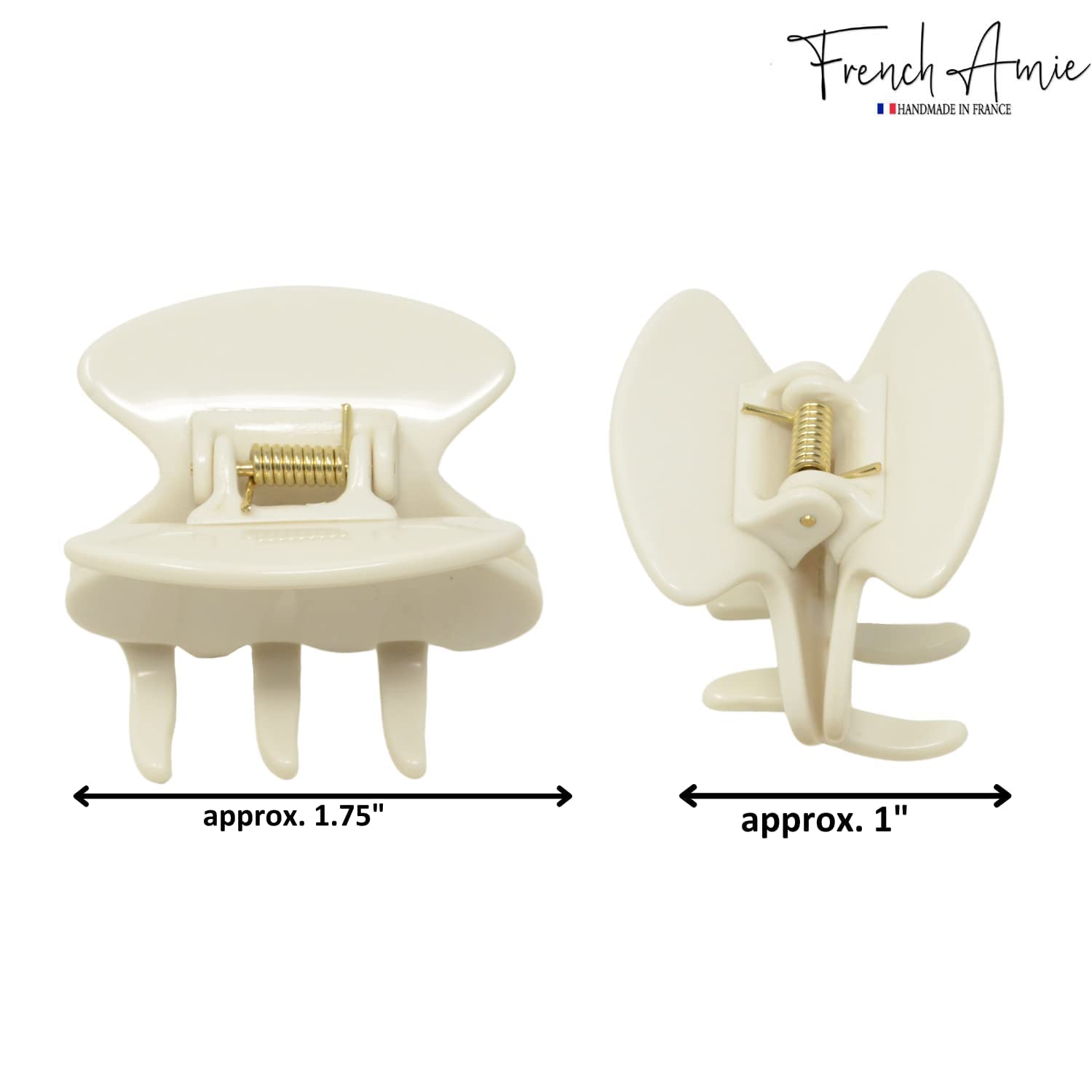 French Amie Flat Oval Small 1 3/4” Cellulose Handmade Hair Claw Clip for Women