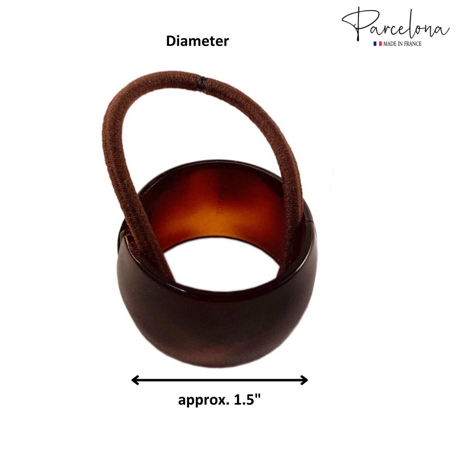 Parcelona French Cuff Rings Brown Small Cellulose Set of 2 Elastic Hair Tie