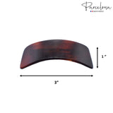 Parcelona French Curved Rectangle Brown Large 3 1/2” Hair Clip Barrette